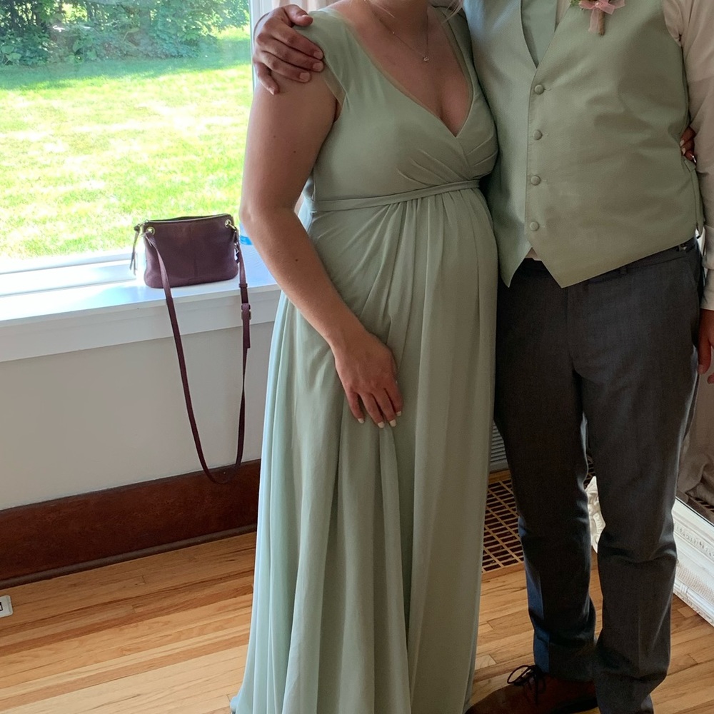 Azazie Jeneva Sage Green Bridesmaid Dress